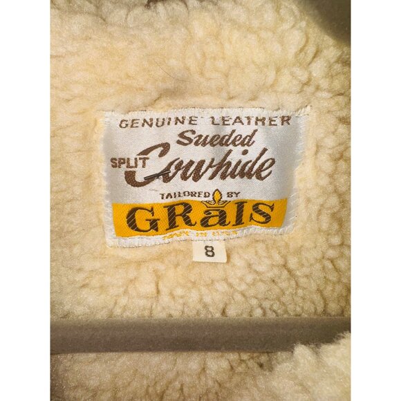 Vintage Grais Split Cowhide Marlboro Man Rancher Suede Sherpa Barn Jacket Coat 8 - Picture 3 of 10